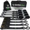 RHINO USA 1" x 15' Medium Duty Ratchet Tie-Down Set (4 Pack)